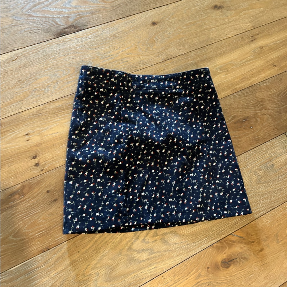 Navy Floral Mini Skirt